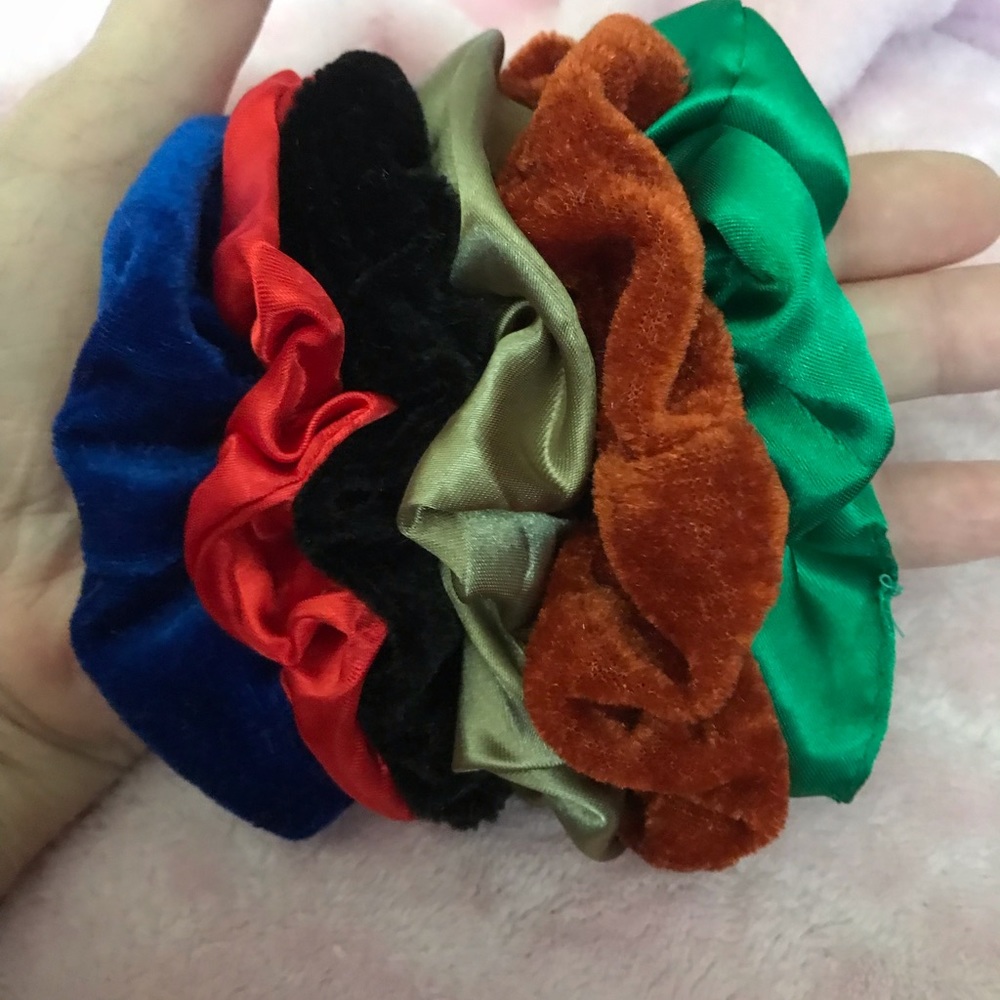 Multicolored hair scrunchies
